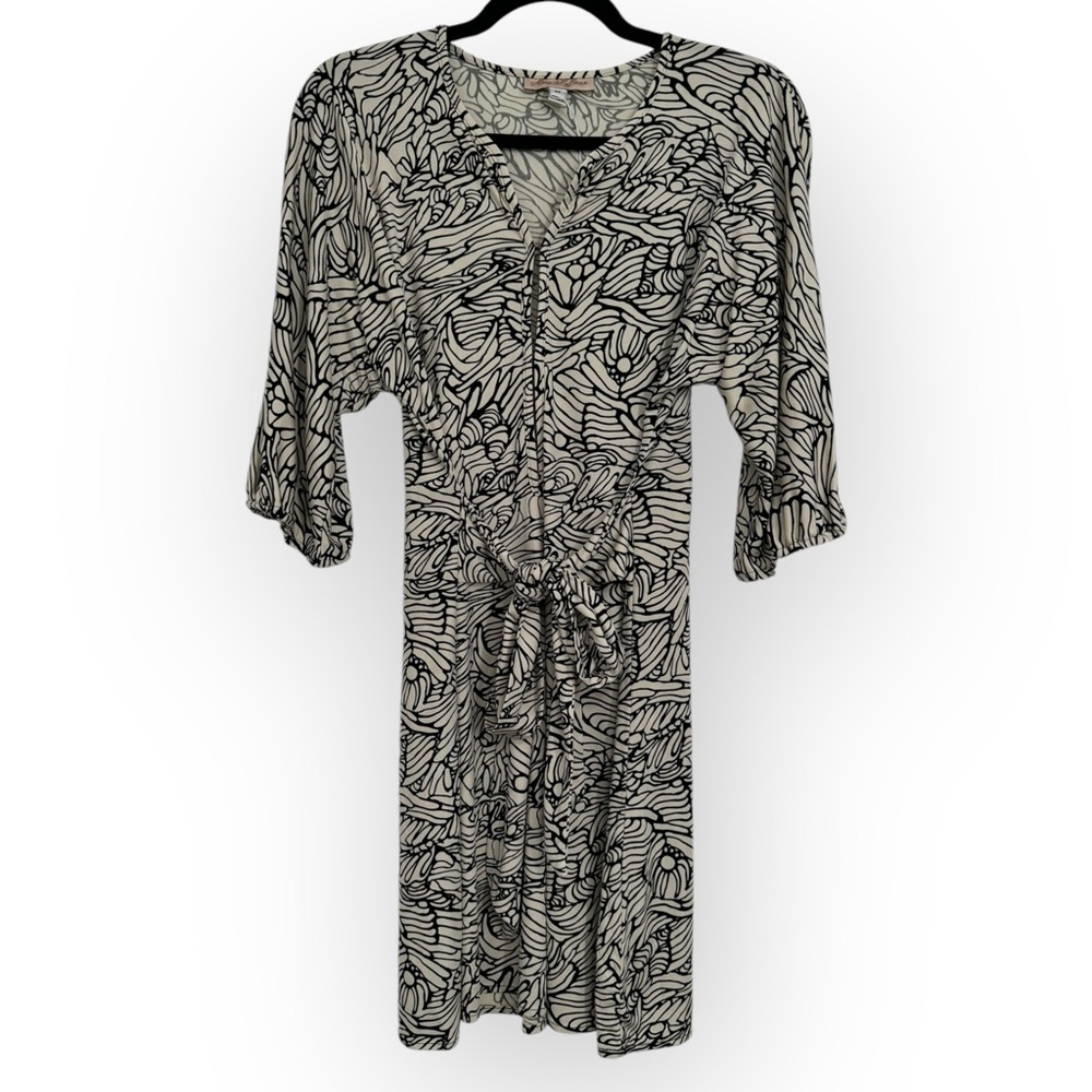 MARA HOFFMAN $340 Retail White/Black Silk Wrap Dress, Size Medium - Picture 5 of 16